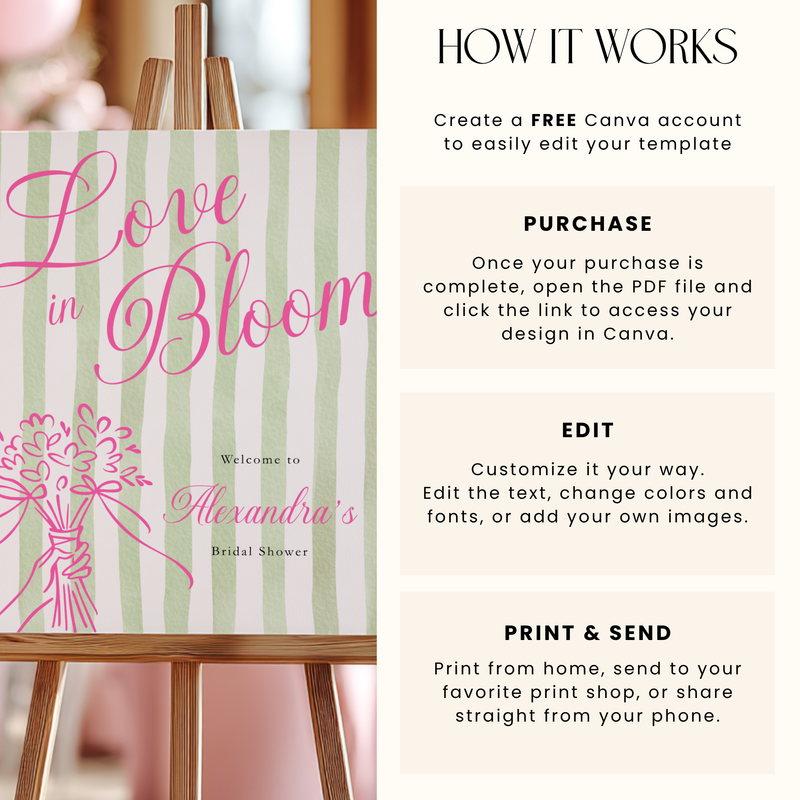 Love In Bloom Bridal Shower Welcome Sign L128