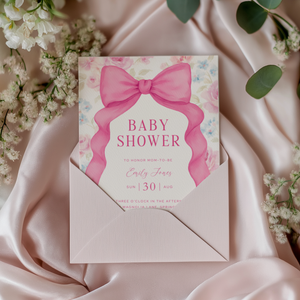 Baby Shower Invitation - Love Shack Pink Bow BS204