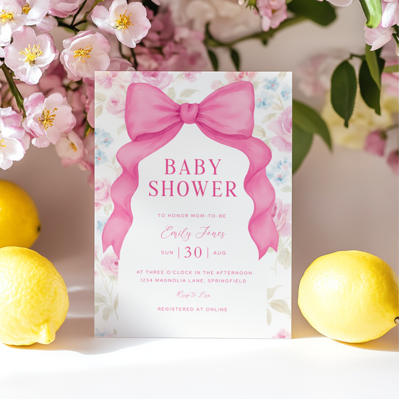Baby Shower Invitation - Love Shack Pink Bow BS204