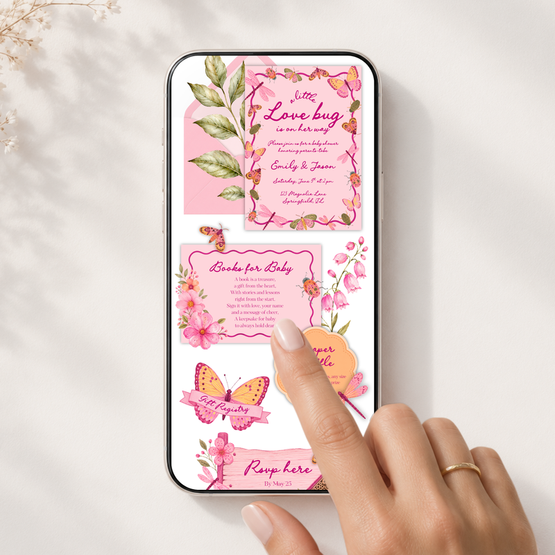 Love Bug Baby Shower Website Invite with RSVP BS306