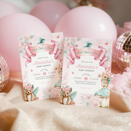 Once Upon a Time Whimsical Baby Shower Invitation L100
