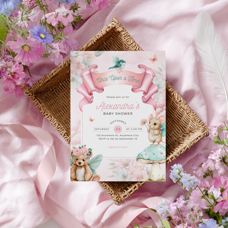 Once Upon a Time Whimsical Baby Shower Invitation L100