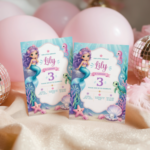 Mermaid Birthday Invitation - Under The Sea Theme L132