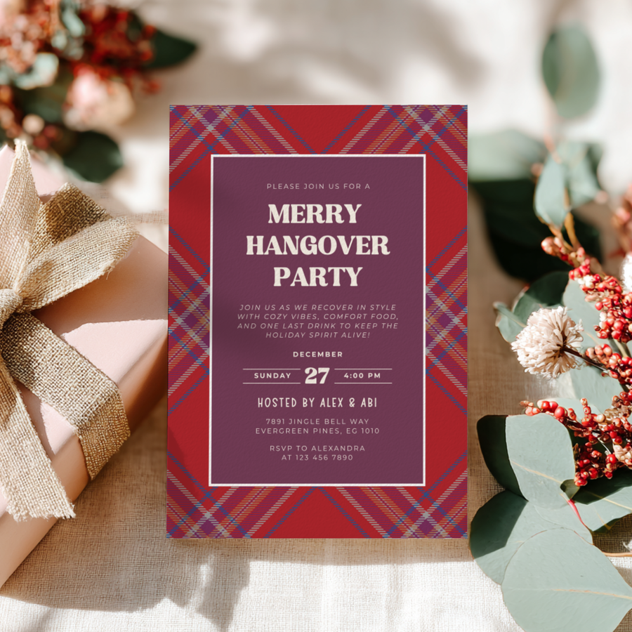 Merry Hangover Classic Christmas Afterparty Invitation L59