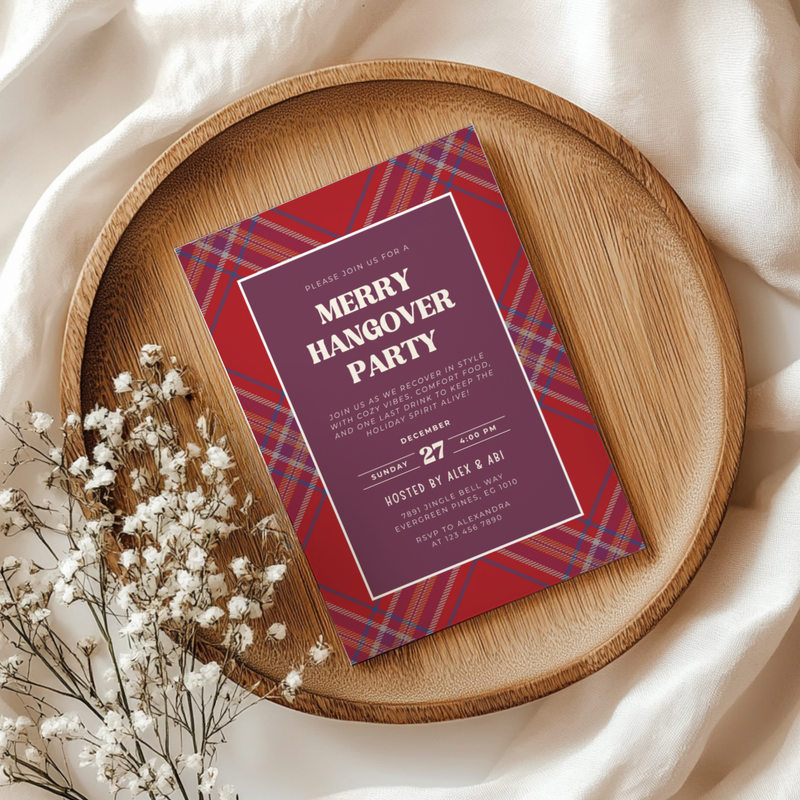 Merry Hangover Classic Christmas Afterparty Invitation L59