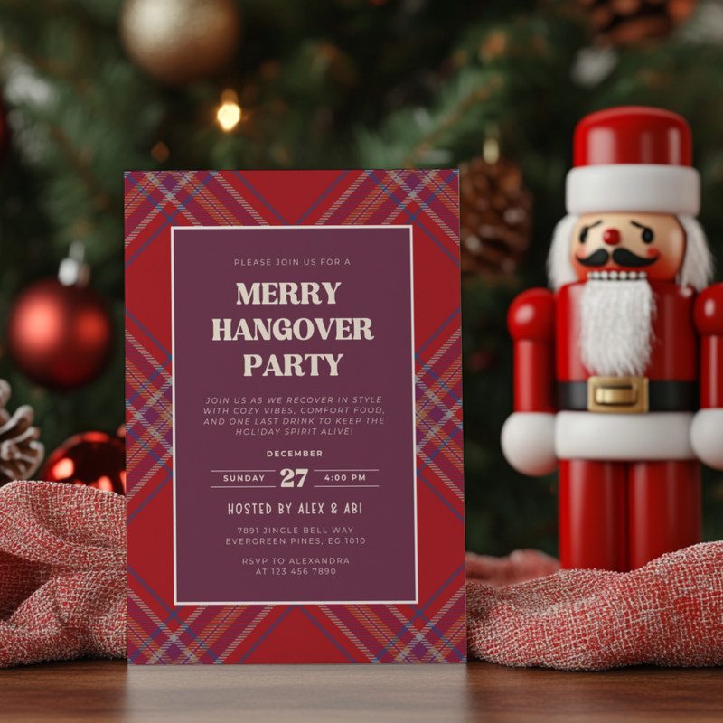 Merry Hangover Classic Christmas Afterparty Invitation L59