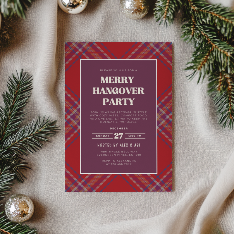 Merry Hangover Classic Christmas Afterparty Invitation L59