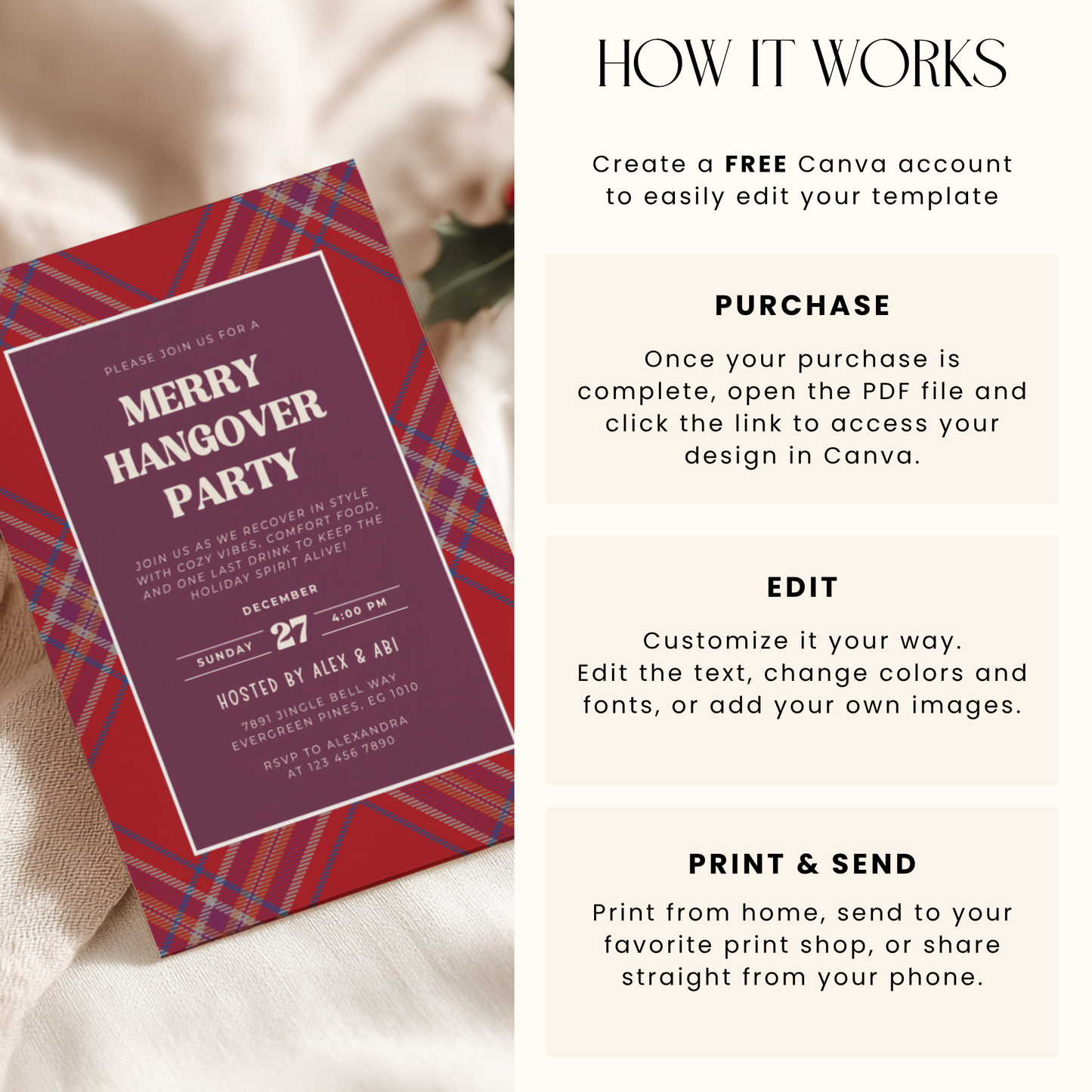 Merry Hangover Classic Christmas Afterparty Invitation L59