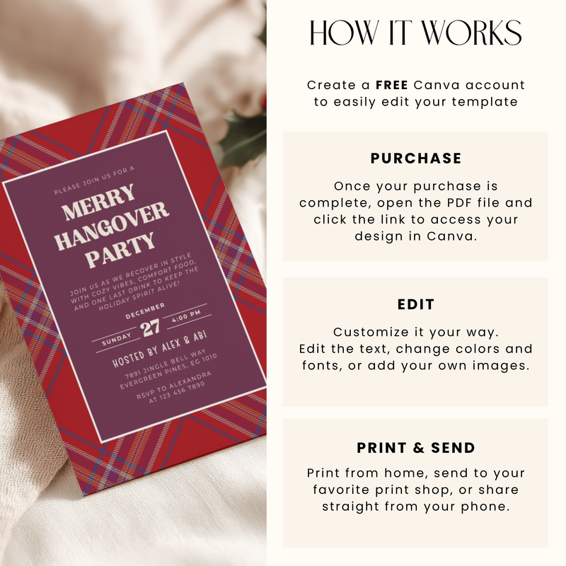 Merry Hangover Classic Christmas Afterparty Invitation L59