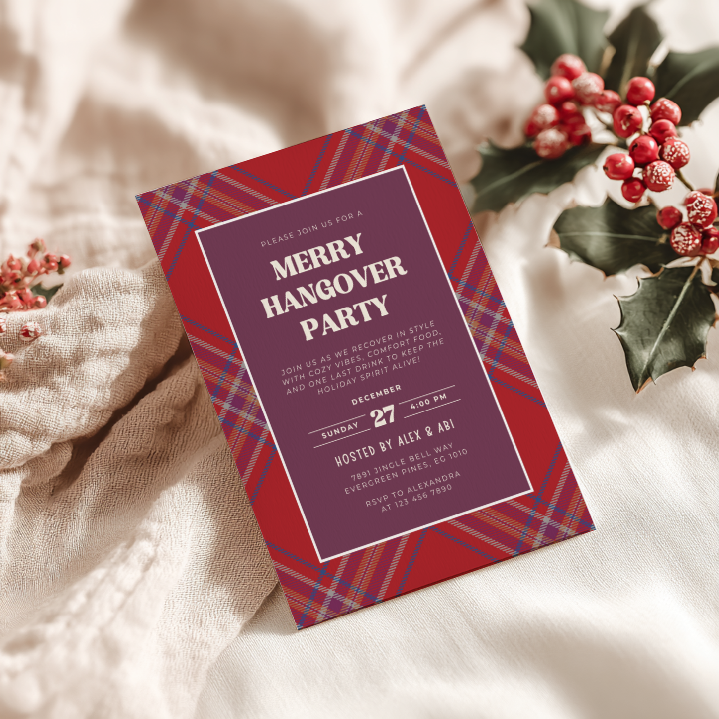Merry Hangover Classic Christmas Afterparty Invitation L59