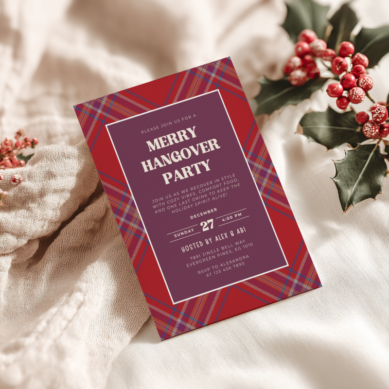 Merry Hangover Classic Christmas Afterparty Invitation L59