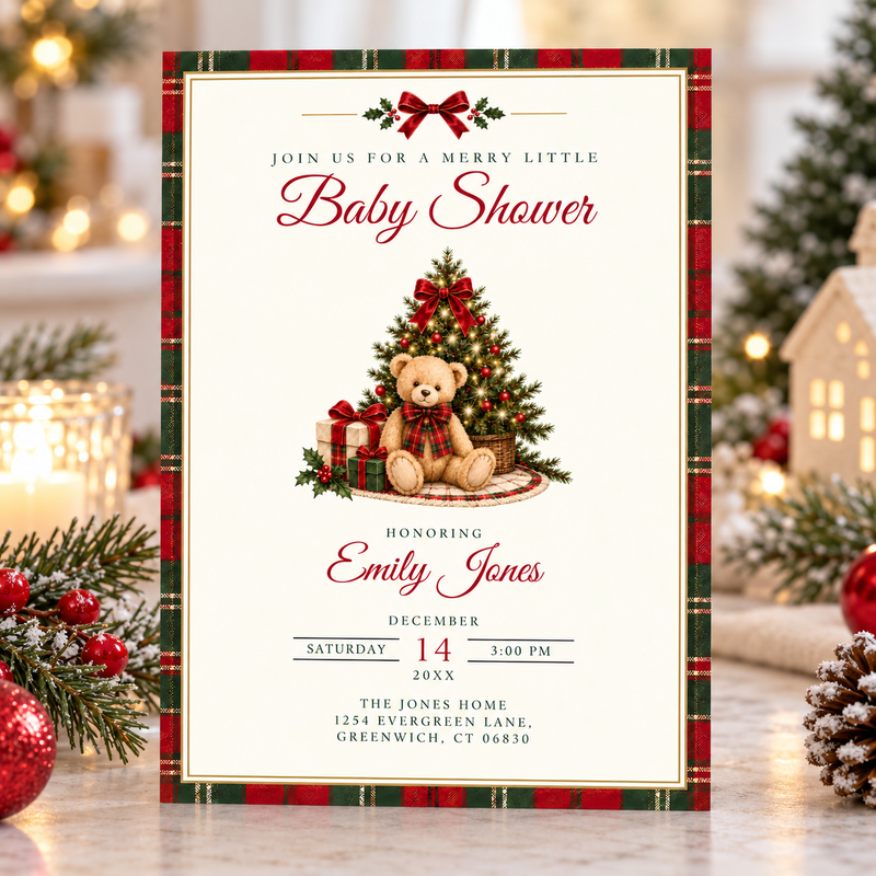 Merry Little Baby Christmas Baby Shower Invitation BS339