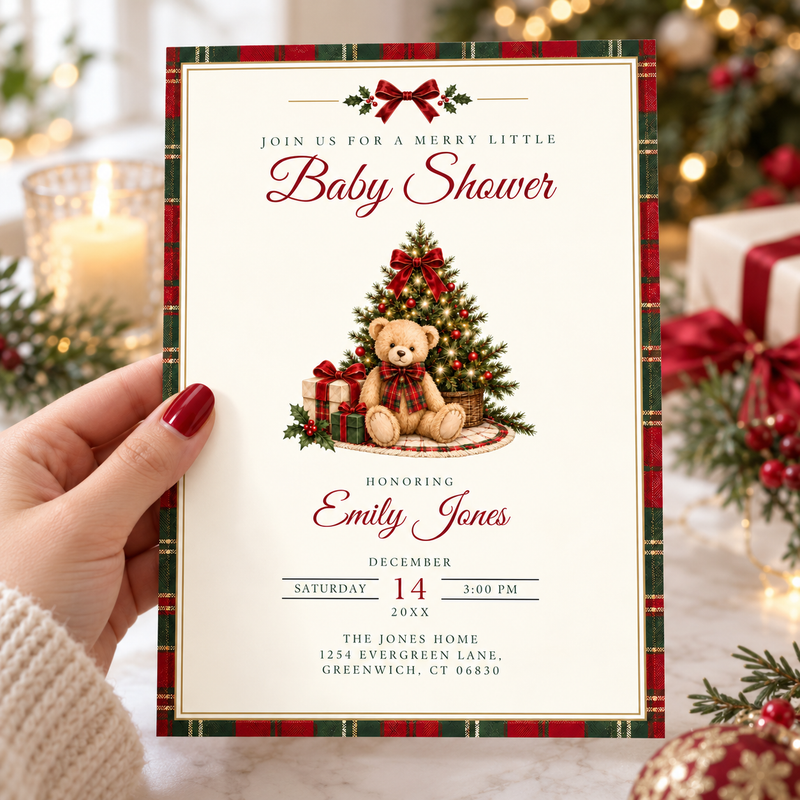 Merry Little Baby Christmas Baby Shower Invitation BS339