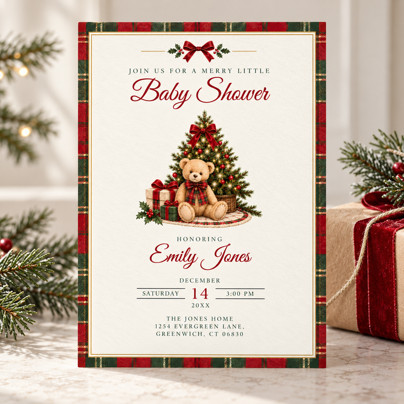 Merry Little Baby Christmas Baby Shower Invitation BS339