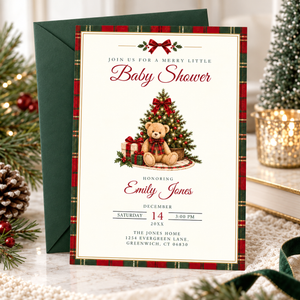 Merry Little Baby Christmas Baby Shower Invitation BS339