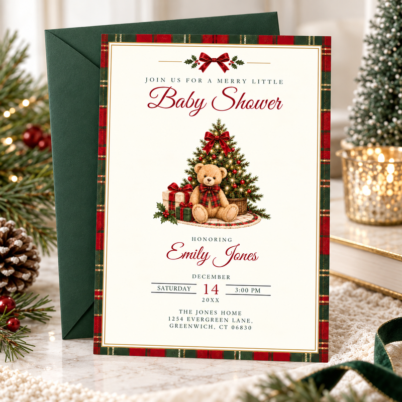 Merry Little Baby Christmas Baby Shower Invitation BS339