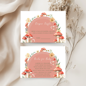 Baby Shower Invitation Bundle - Red Mushroom Little Fungi Enchanted Woodland Forest BS82