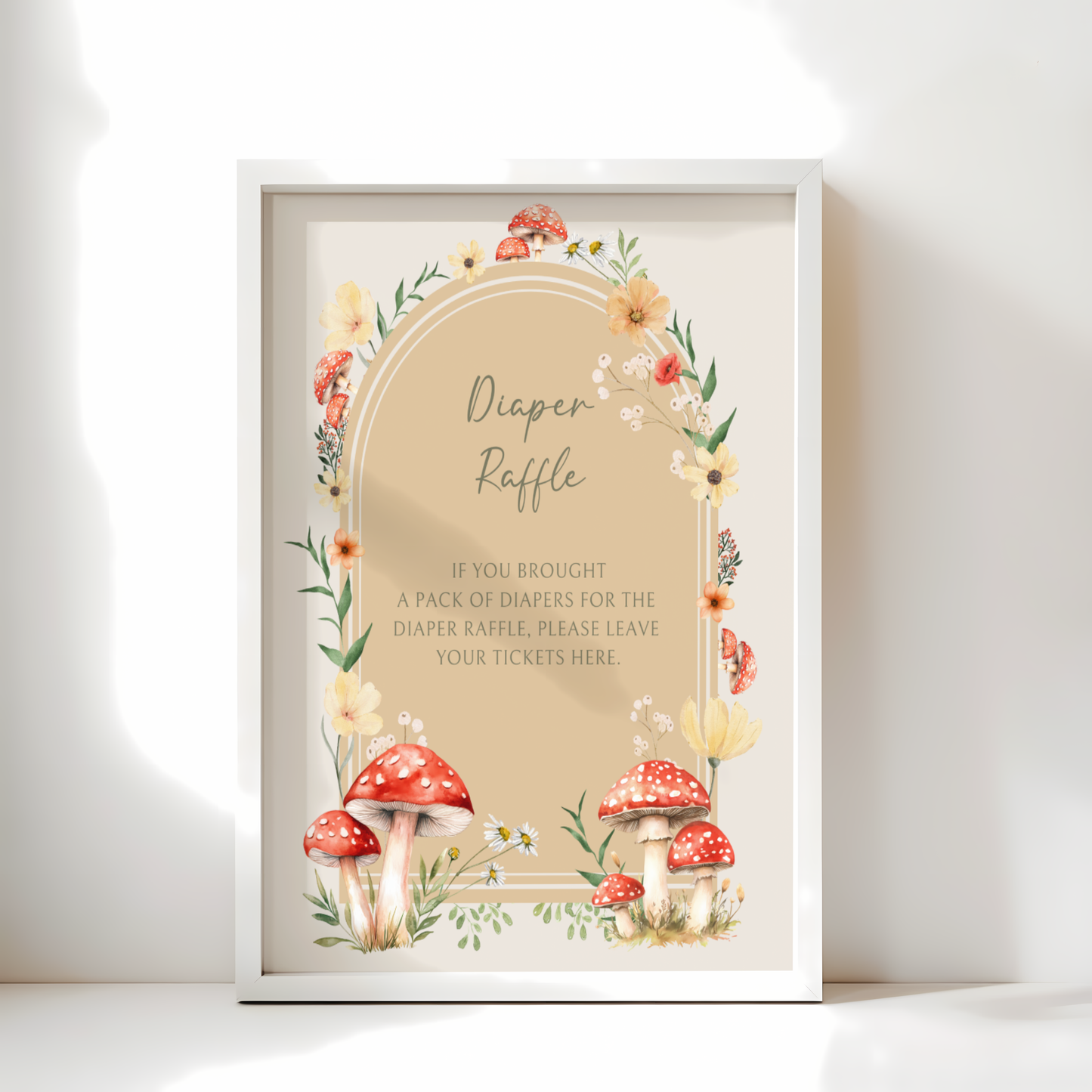 Baby Shower Table Sign Bundle - Little Fungi Neutral Beige Mushroom Woodland Forest BS82