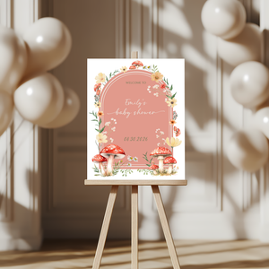 Baby Shower Welcome Sign - Red Mushroom A Little Fungi On The Way Fall Forest BS82