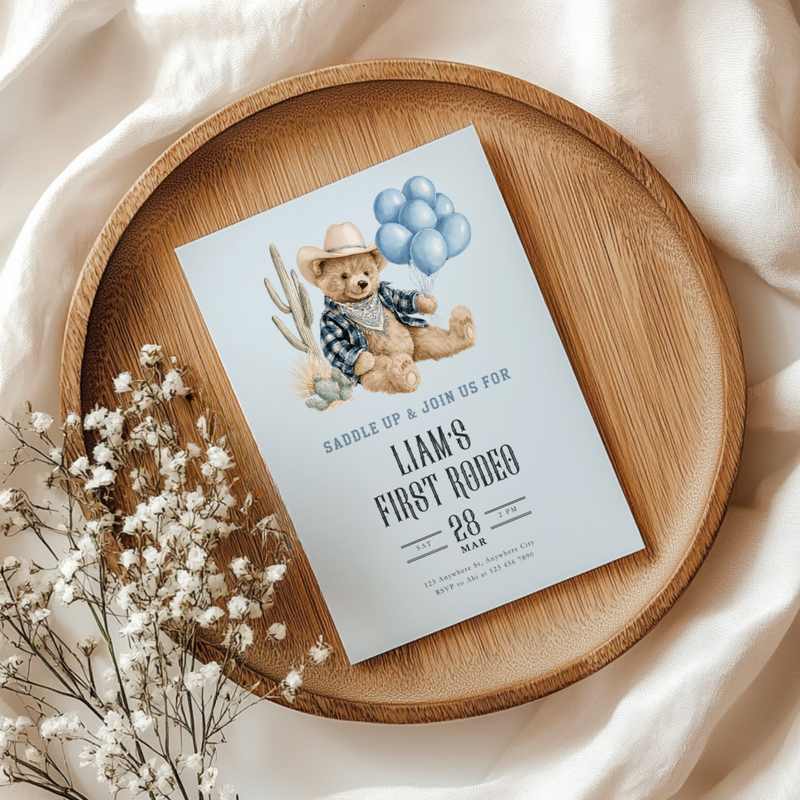My First Rodeo Boy Birthday Invitation L116