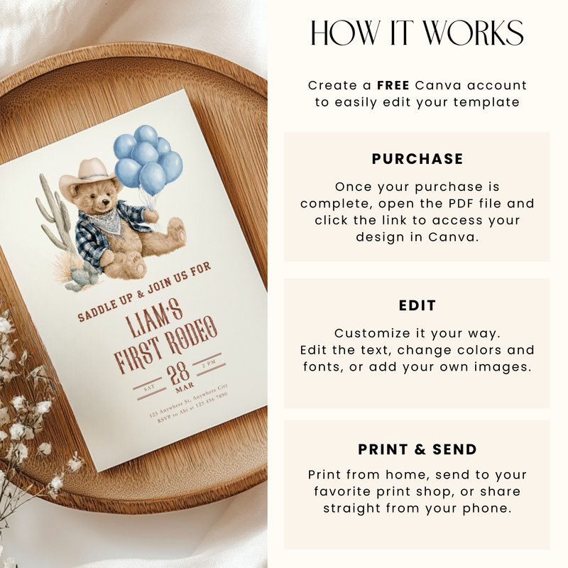 My First Rodeo Boy Birthday Invitation L116