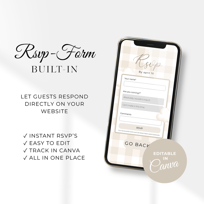 Neutral Bear Baby Shower Invitation Website with RSVP - Digital Template BS295