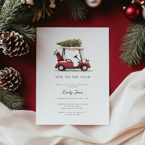 Baby Shower Invitation - New To The Club Gold Festive Christmas BS235