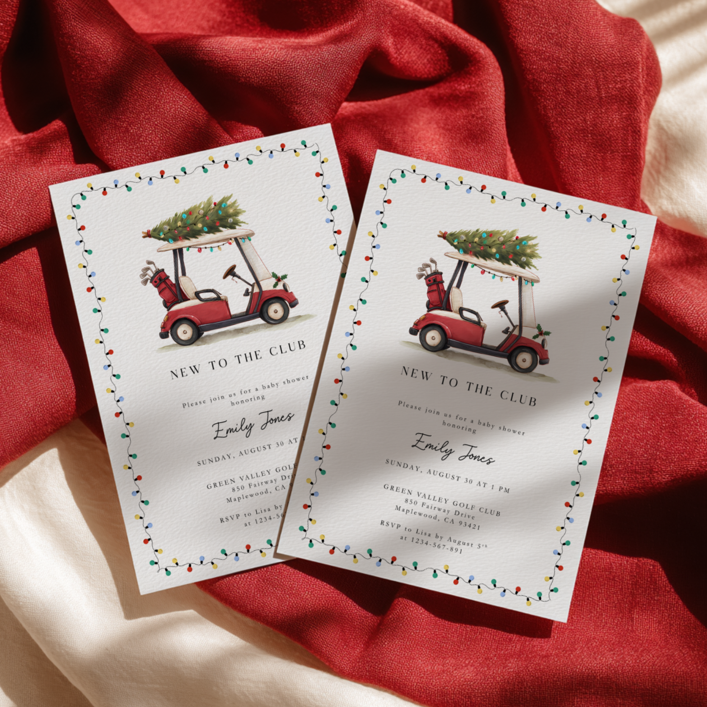 Baby Shower Invitation - New To The Club Gold Festive Christmas BS235