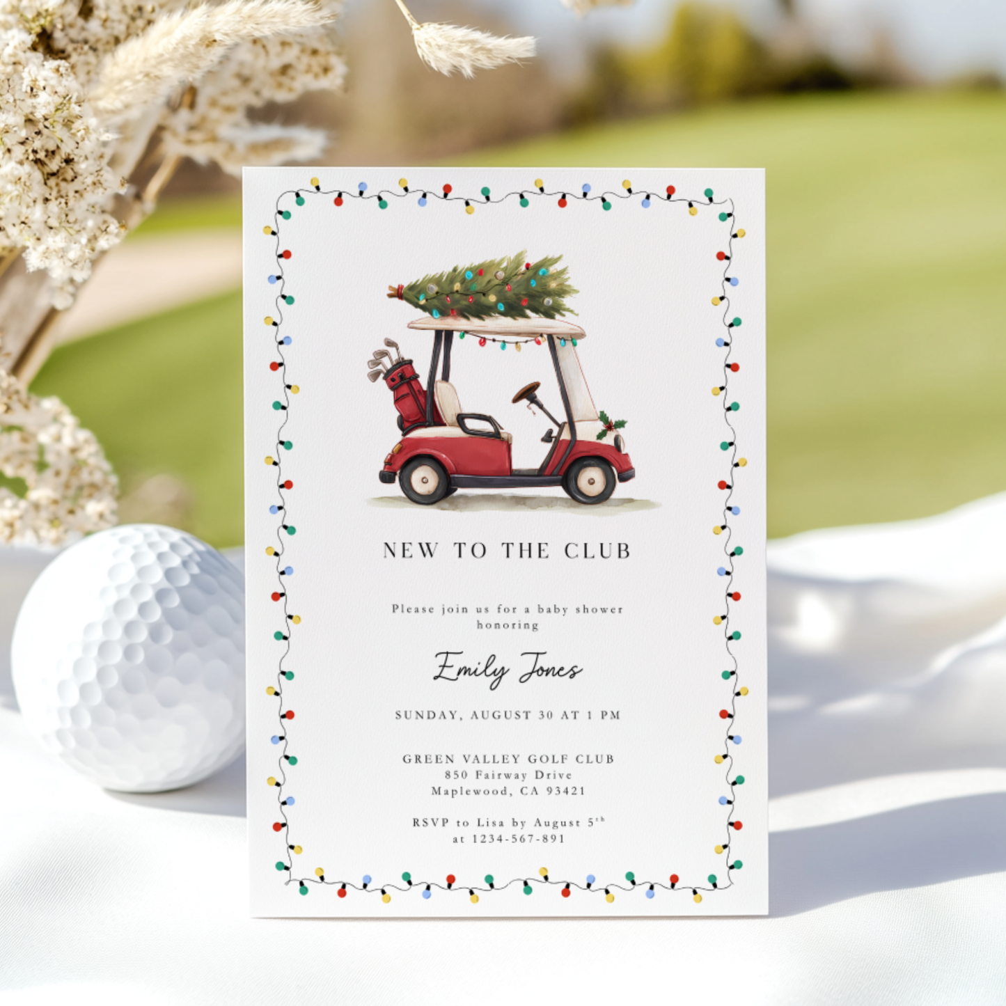 Baby Shower Invitation - New To The Club Gold Festive Christmas BS235