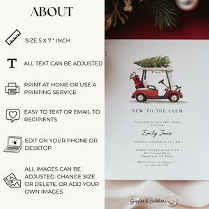 Baby Shower Invitation - New To The Club Gold Festive Christmas BS235