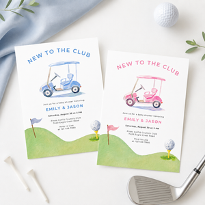New To The Club Boy Golf Baby Shower Invitation BS282