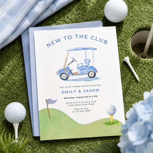 New To The Club Boy Golf Baby Shower Invitation BS282
