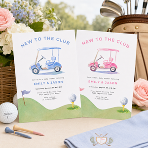 New To The Club Girl Golf Baby Shower Invitation BS282