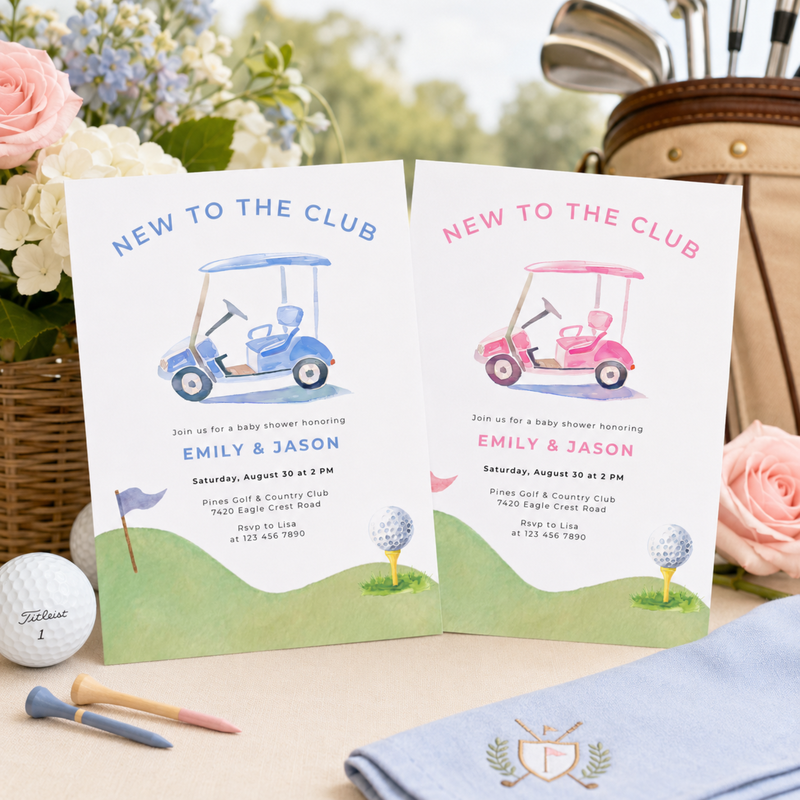 New To The Club Girl Golf Baby Shower Invitation BS282