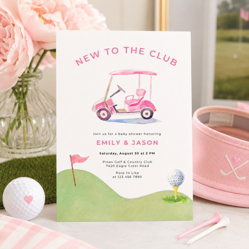 New To The Club Girl Golf Baby Shower Invitation BS282
