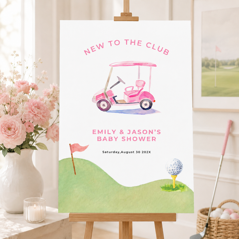 New To The Club Baby Shower Welcome Sign Pink BS282