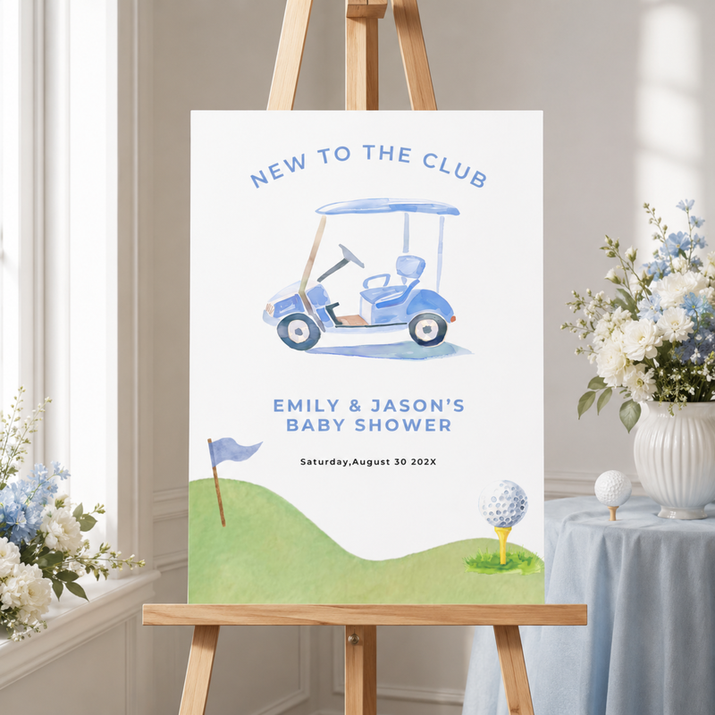 New To The Club Baby Shower Welcome Sign Blue BS282