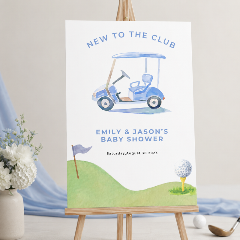 New To The Club Baby Shower Welcome Sign Blue BS282