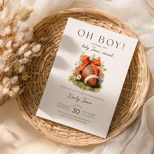 Baby Shower Invitation - Oh Boy Football Touchdown Tailgate BS244
