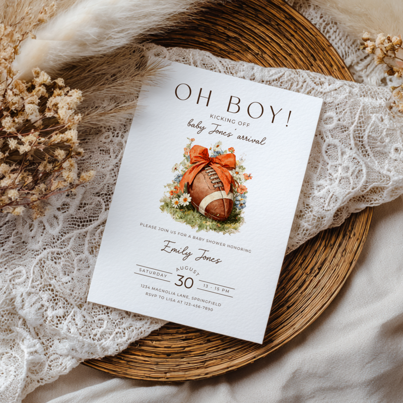 Baby Shower Invitation - Oh Boy Football Touchdown Tailgate BS244