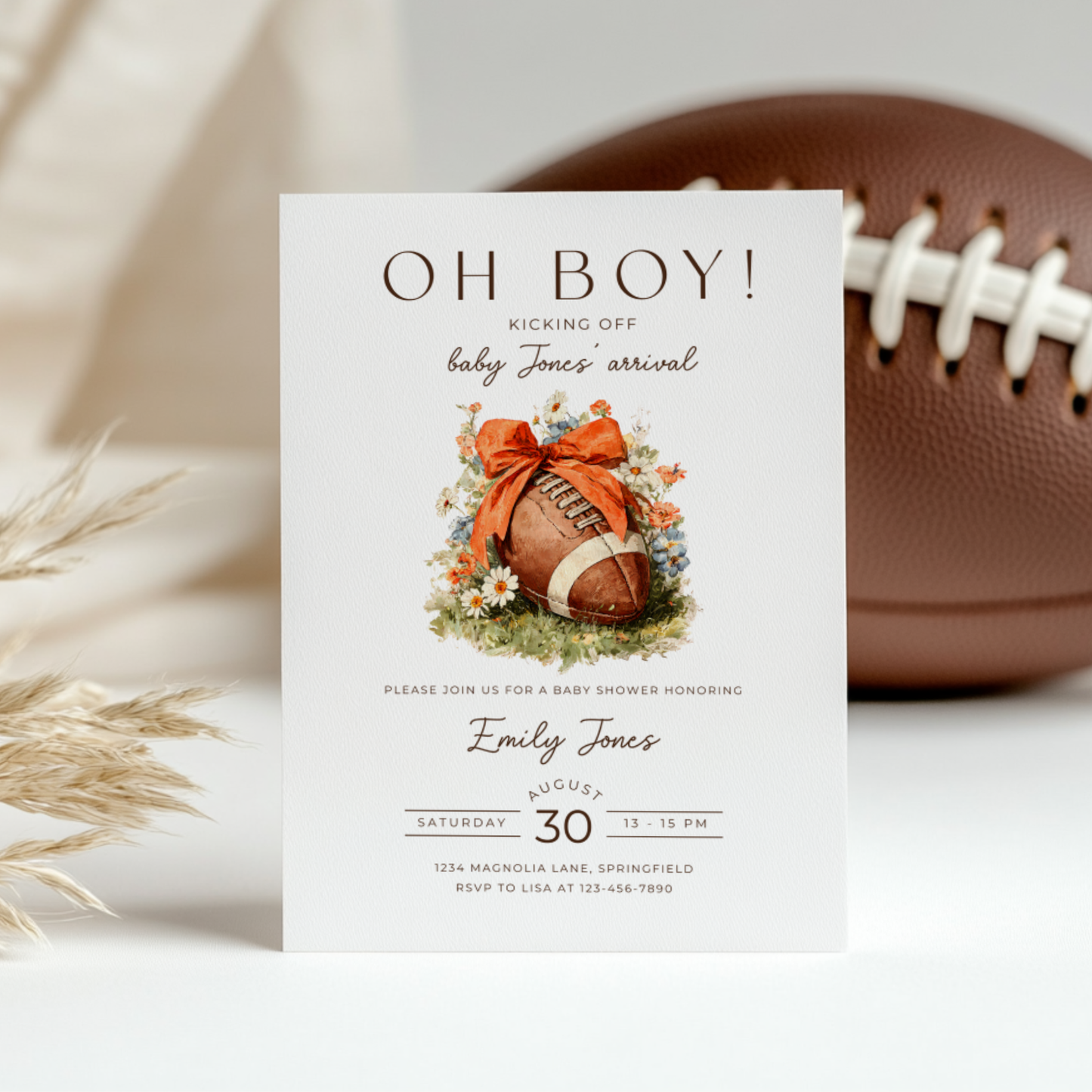 Baby Shower Invitation - Oh Boy Football Touchdown Tailgate BS244