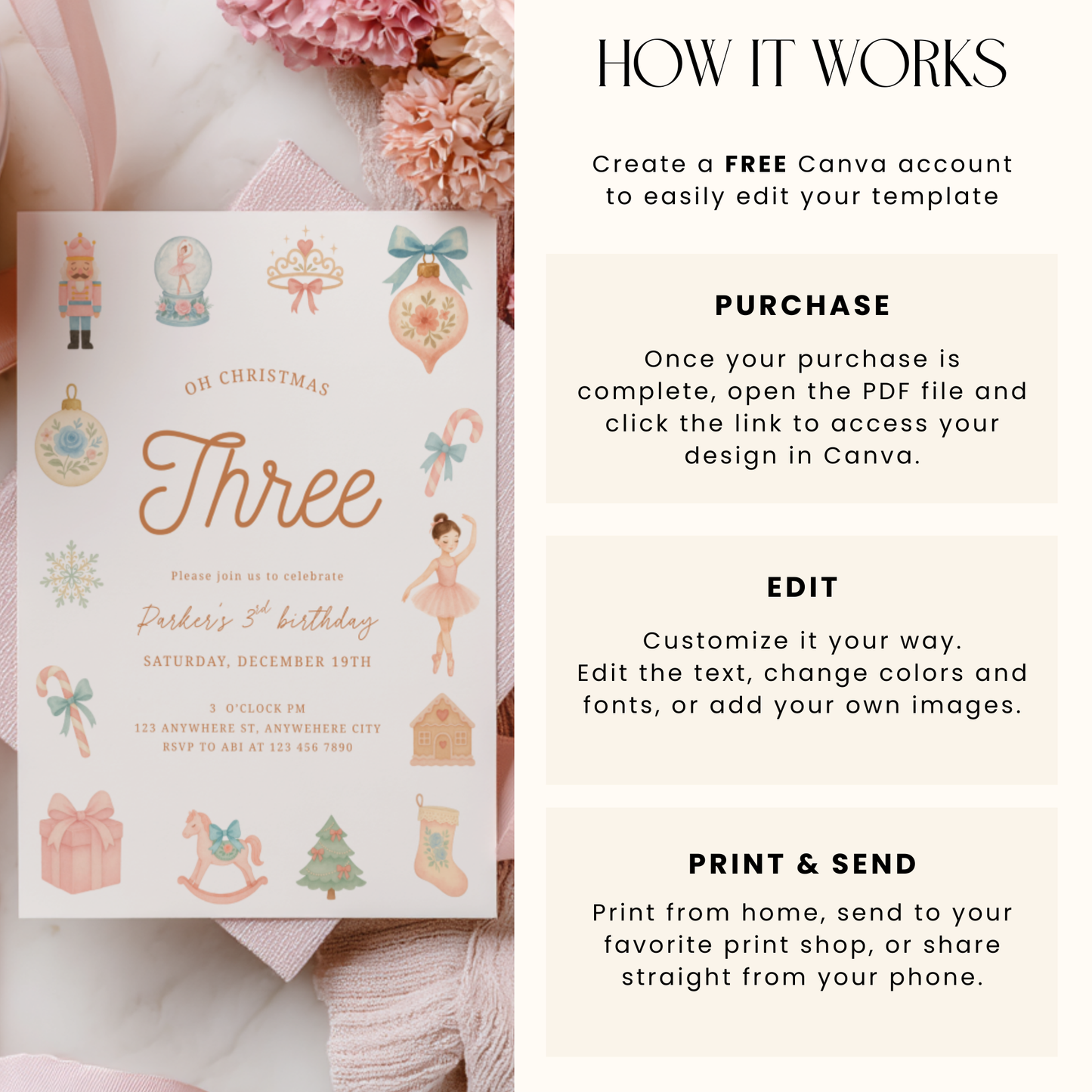 Oh Christmas Three Birthday Invitation Template for 3rd Birthday L31
