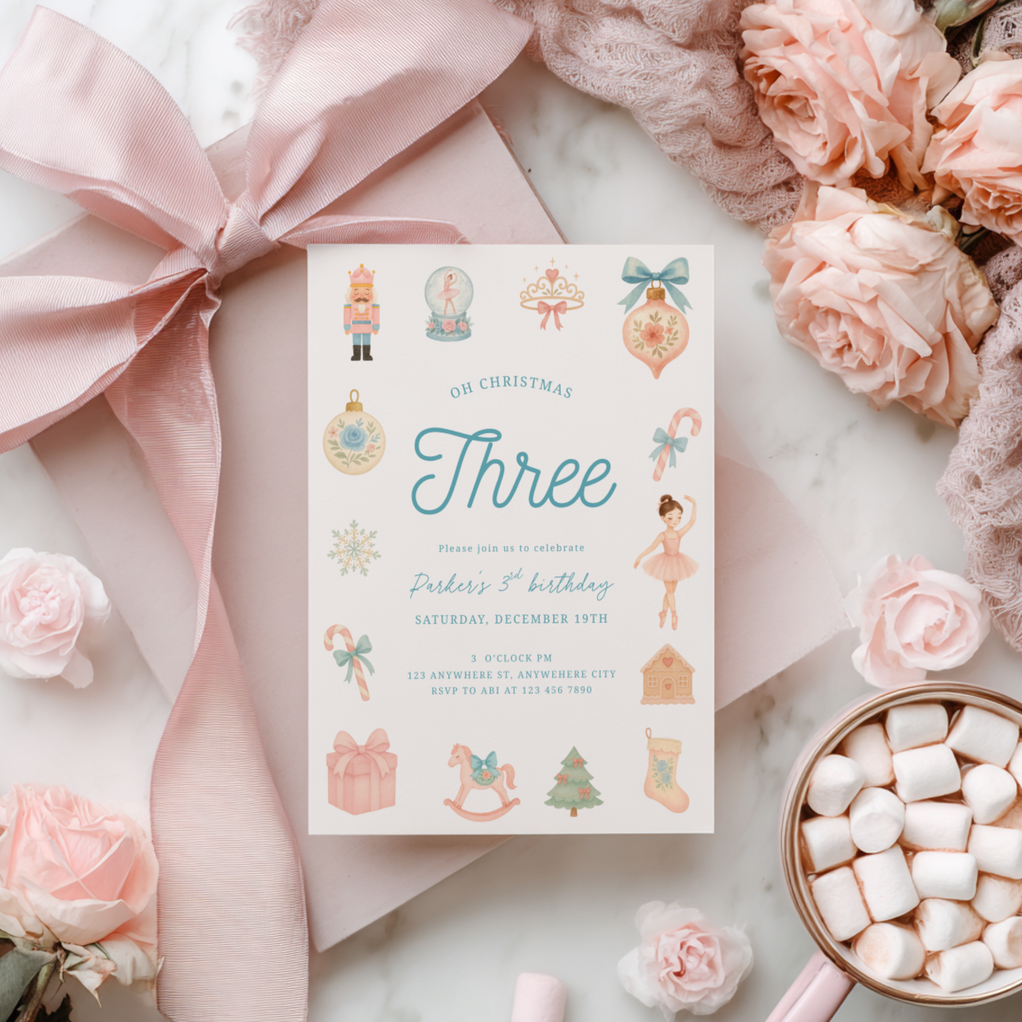 Oh Christmas Three Birthday Invitation Template for 3rd Birthday L31