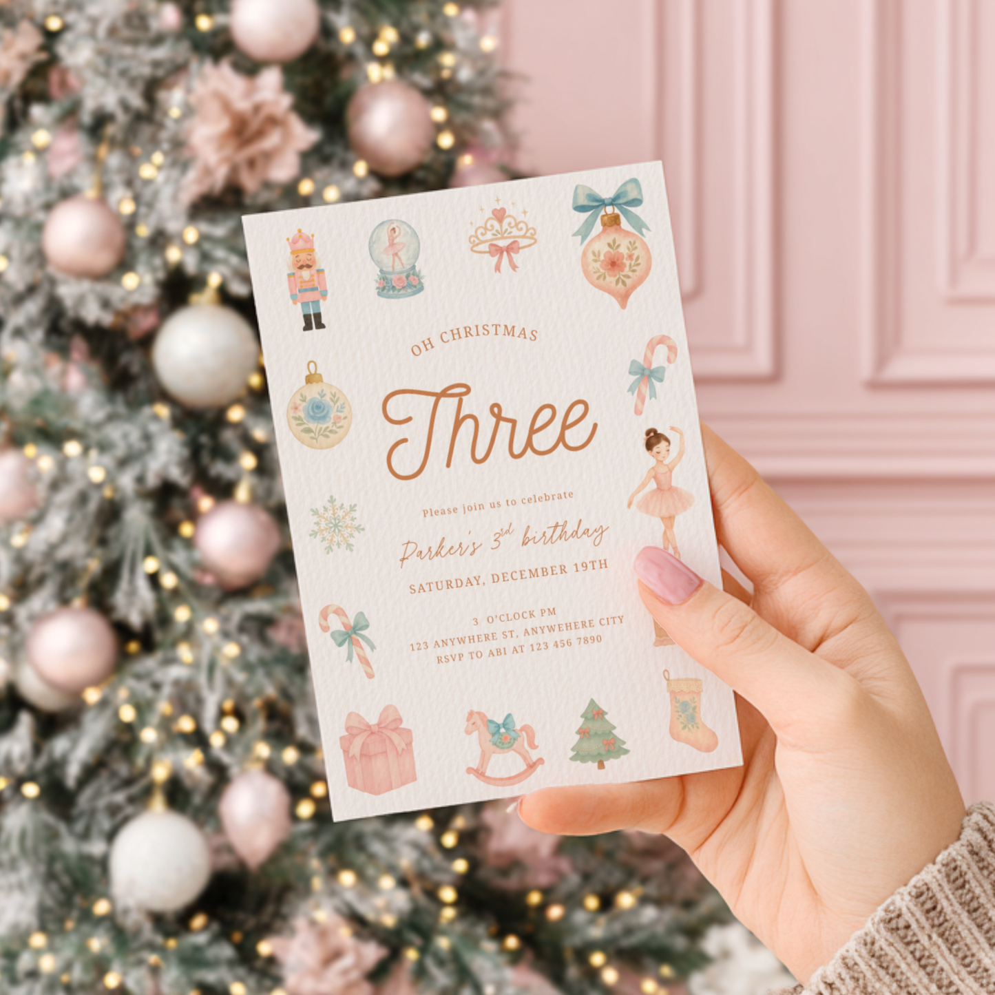 Oh Christmas Three Birthday Invitation Template for 3rd Birthday L31
