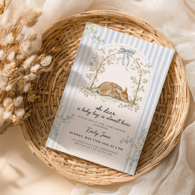Oh Deer Boy Baby Shower Invitation Bundle BS252