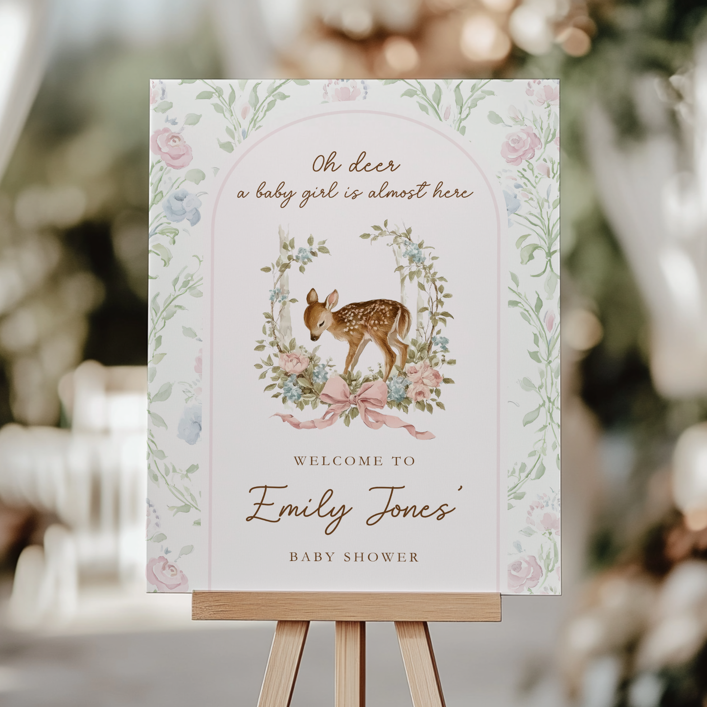 Oh Deer Girl Baby Shower Welcome Sign BS253