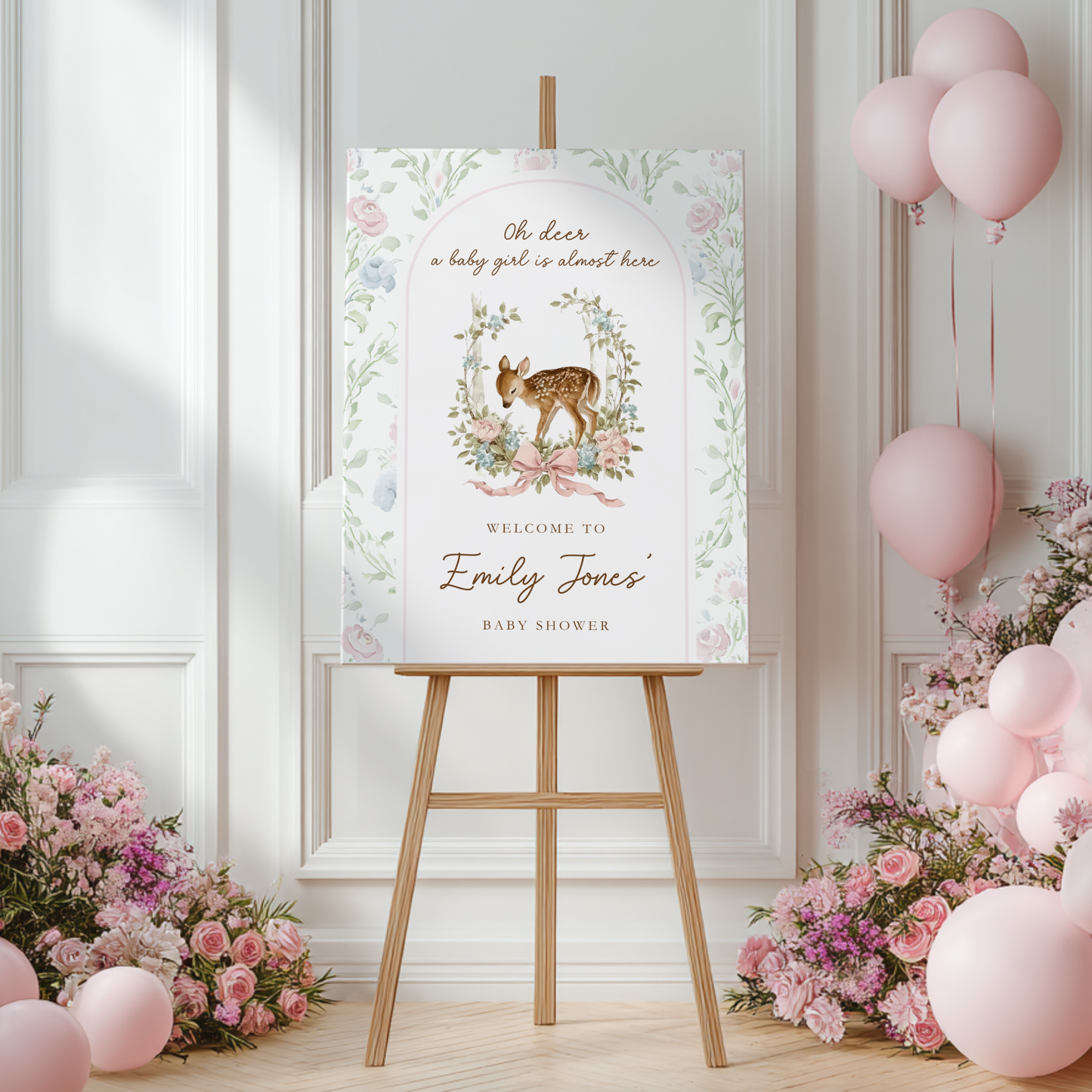 Oh Deer Girl Baby Shower Welcome Sign BS253