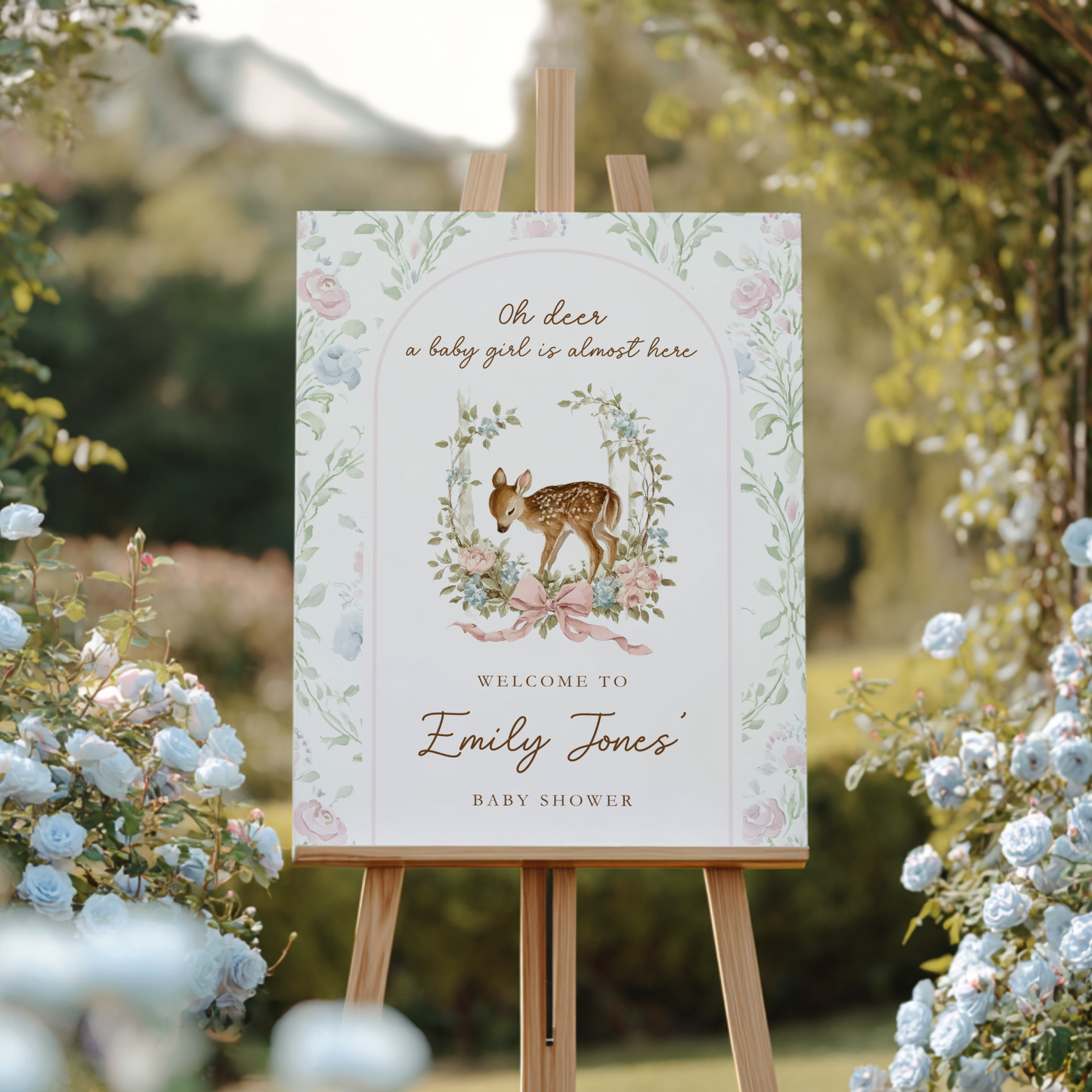 Oh Deer Girl Baby Shower Welcome Sign BS253