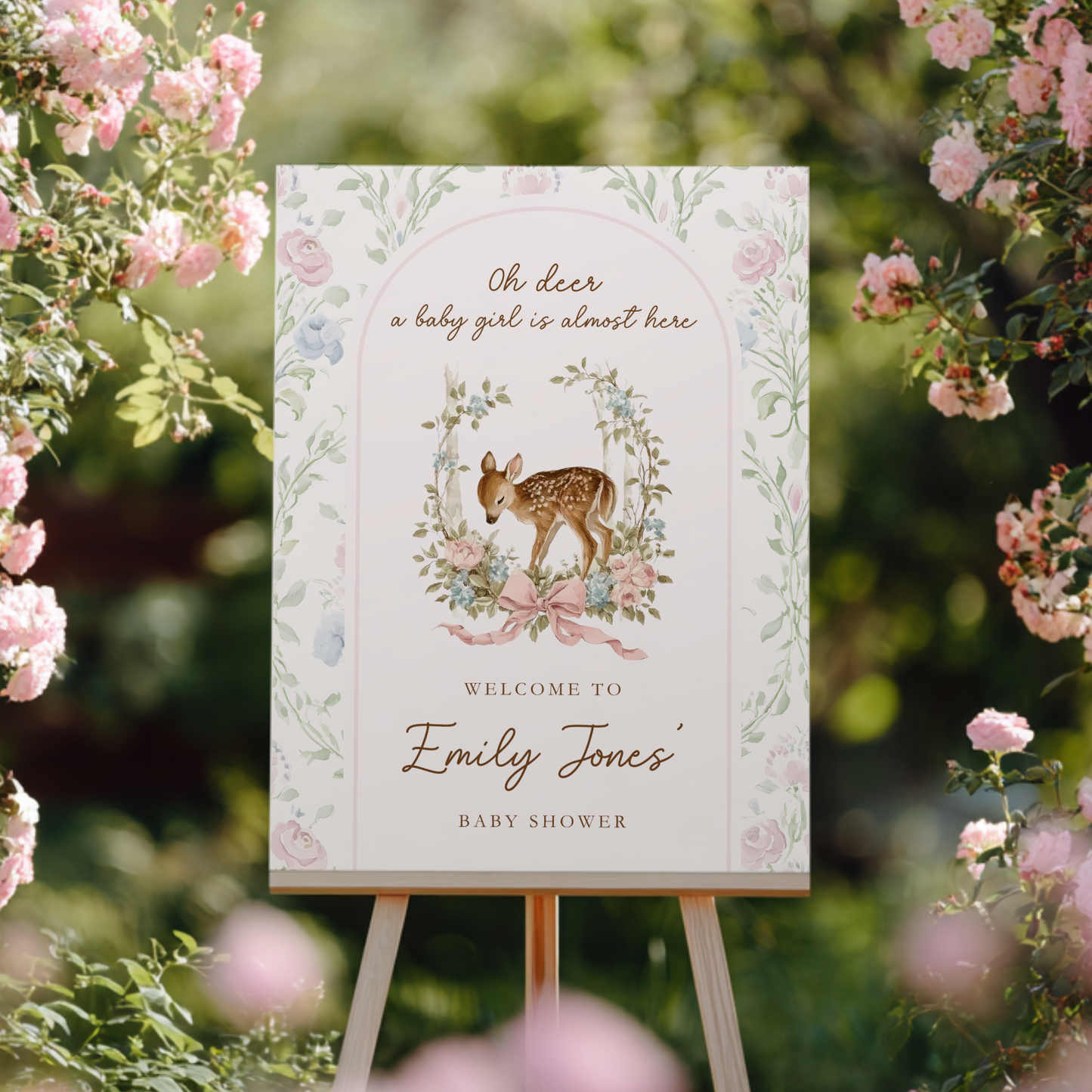 Oh Deer Girl Baby Shower Welcome Sign BS253