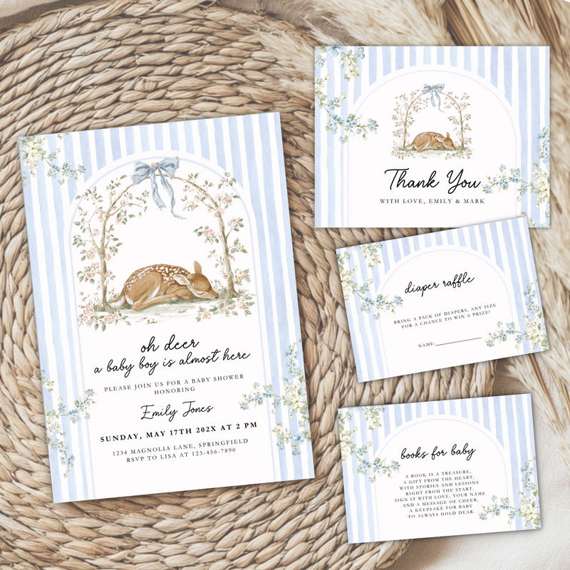 Oh Deer Boy Baby Shower Invitation Bundle BS252
